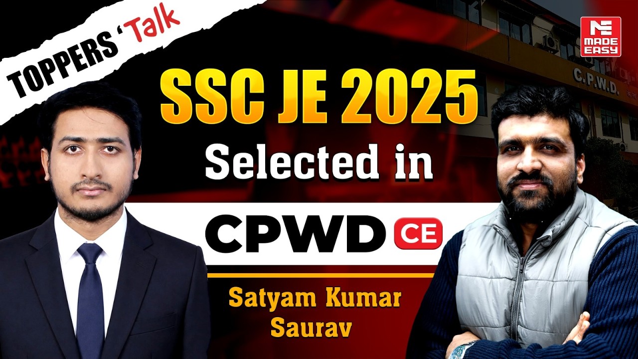 SSC JE 2025 Topper Talk | AIR 38 | Satyam Kumar Saurabh Reveals His Study Strategy!