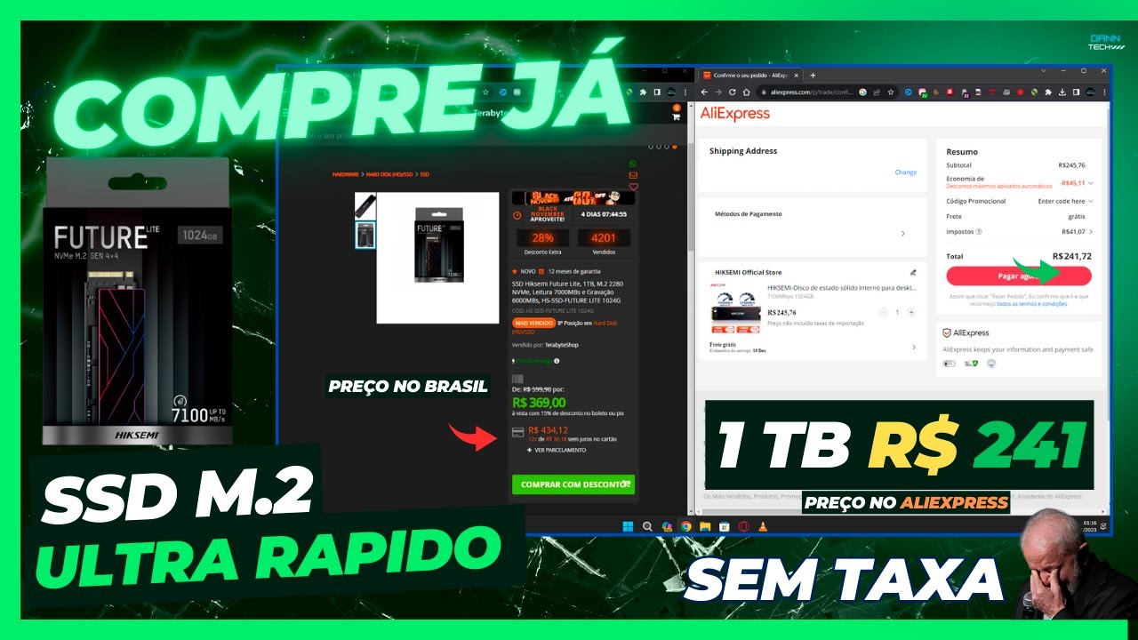 SSD M.2 HIKSEMI do Aliexpress de 7450 MB/s de Leitura | SEM IMPOSTO e frete gr&aacute;tis! 1TB por R$ 241