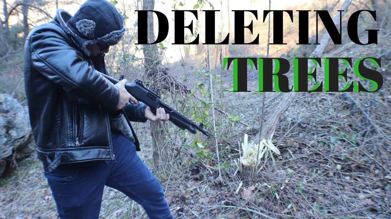Cutting Down Trees With A Shotgun | Pump Action 12 Gauge | Tree Huggers Discretion Is Advised |