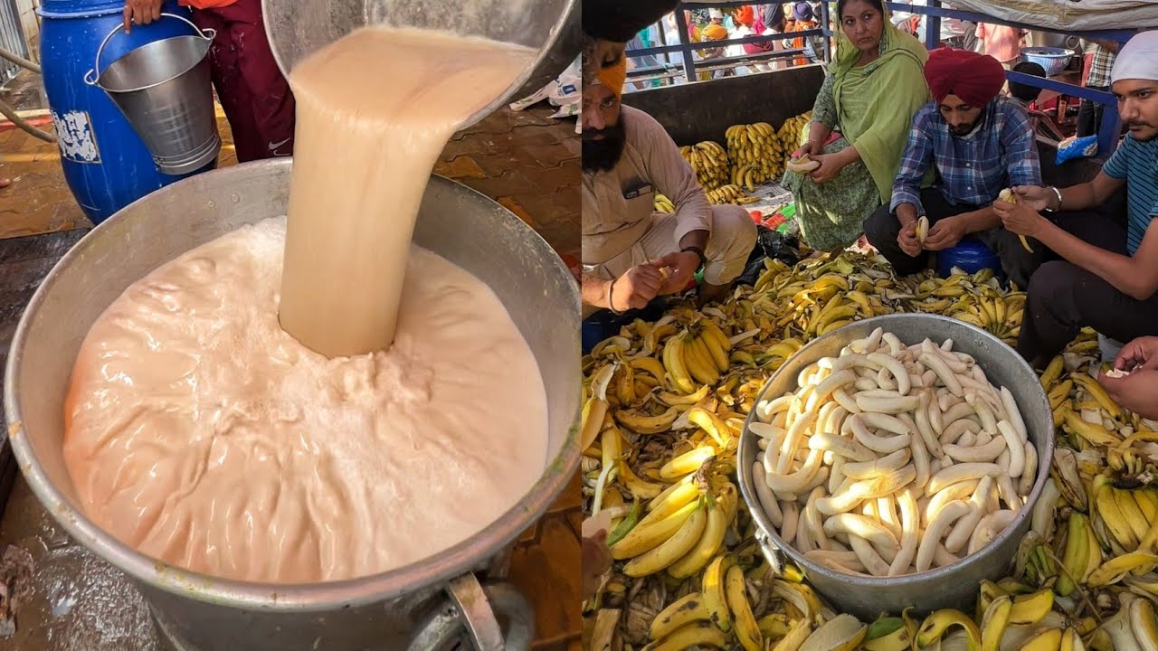 WORLD'S BIGGEST Banana Shake Making in Punjab😱😱 एक दिन में 10000 litre से भी ज़्यादा😳😳 Sikhism Langar