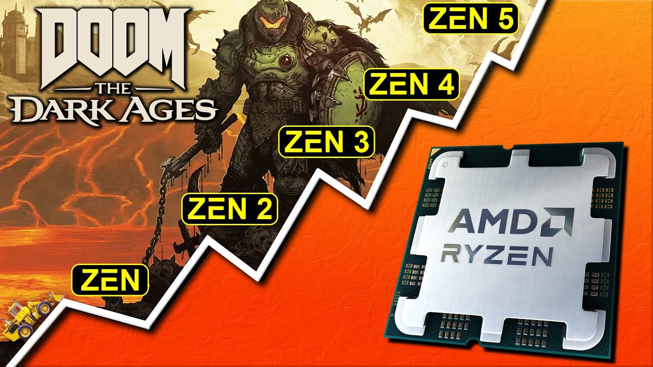 Поколения процессоров AMD Ryzen в DOOM: The Dark Ages