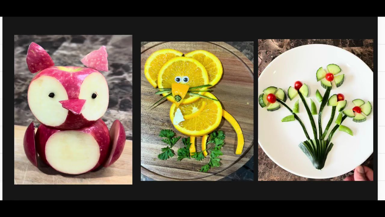 3 creative Food  Decoration Ideas #Creative Vegetable decoration Art# easy  fruit d&eacute;cor art