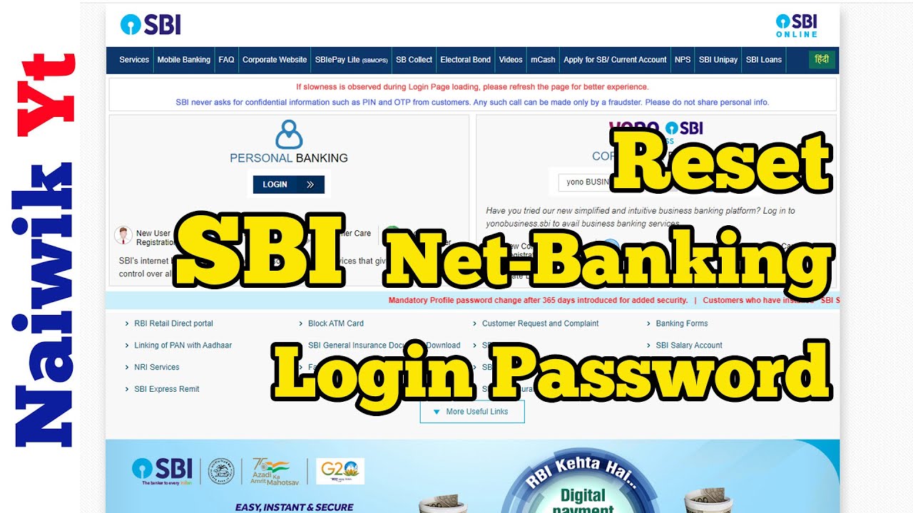 Как сбросить пароль для входа в SBI Net-Banking онлайн