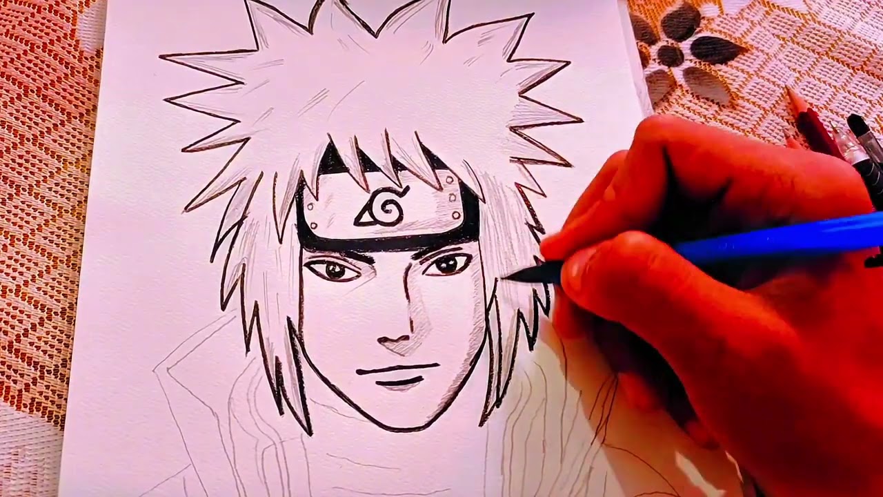 The Yellow Flash Comes to Life ⚡ | Minato Namikaze Anime Sketch (Step by Step) || like subscribe 👑🙏
