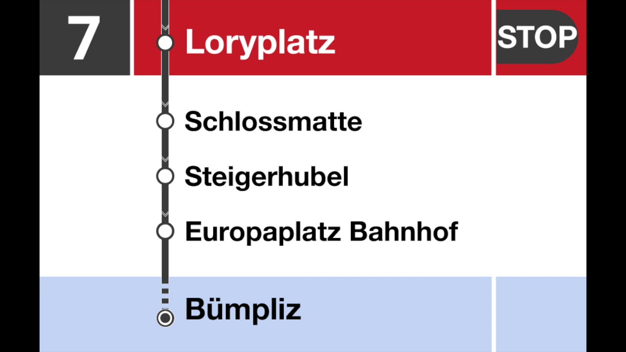 Bernmobil Ansagen - Tram Linie 7 (Teilstrecke Bern Bahnhof – Bümpliz)