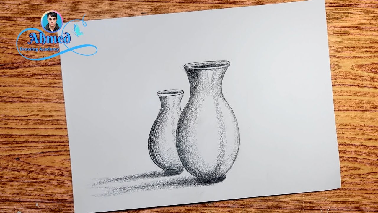 رسم جرة || تعلم الرسم و التظليل بالقلم الرصاص فقط  || رسم الطبيعة الصامتة || كيف ترسم فخار سهل || 1