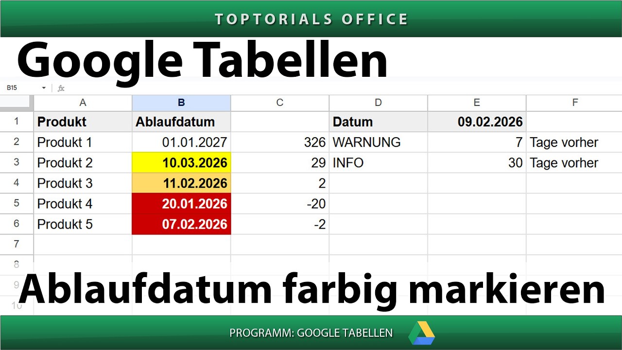 Google Tabellen: Ablaufdatum automatisch markieren | Bedingte Formatierung