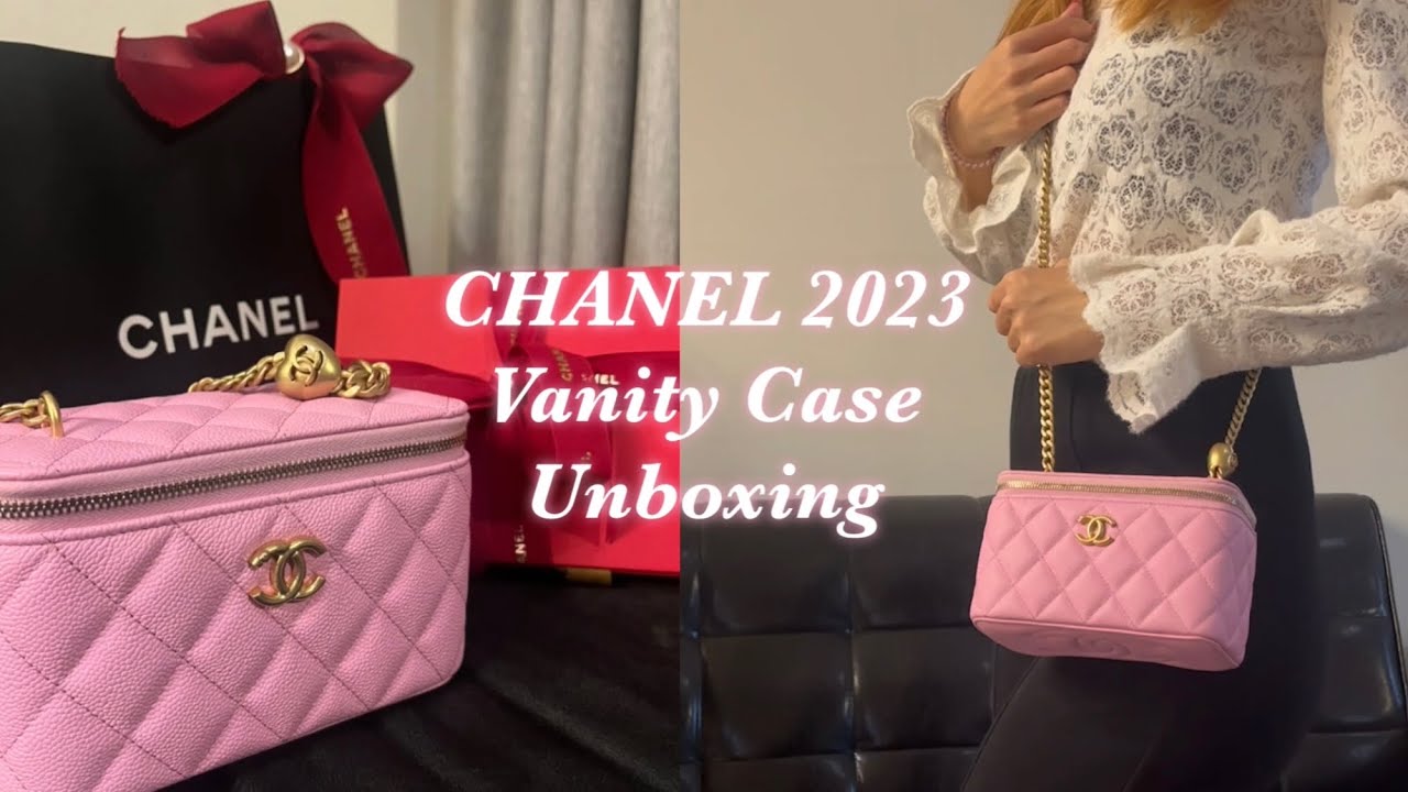 CHANEL 23P VANITY CASE BAG -Unboxing 2022/2023 香奈兒長盒子化妝箱包開箱 #粉色 #愛心 #Pink #Heart