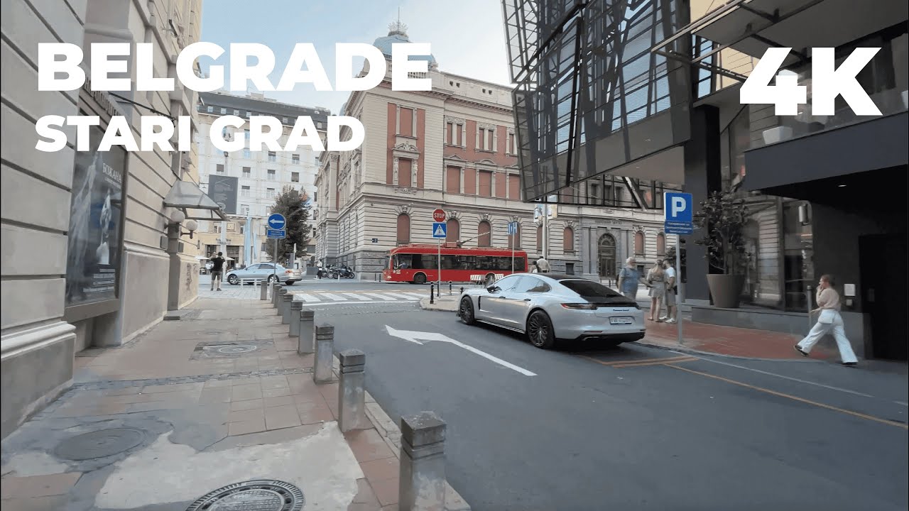 [4K, 60fps] Belgrade - Stari Grad, Serbia. Evening Walk (walking tour) with natural city sound