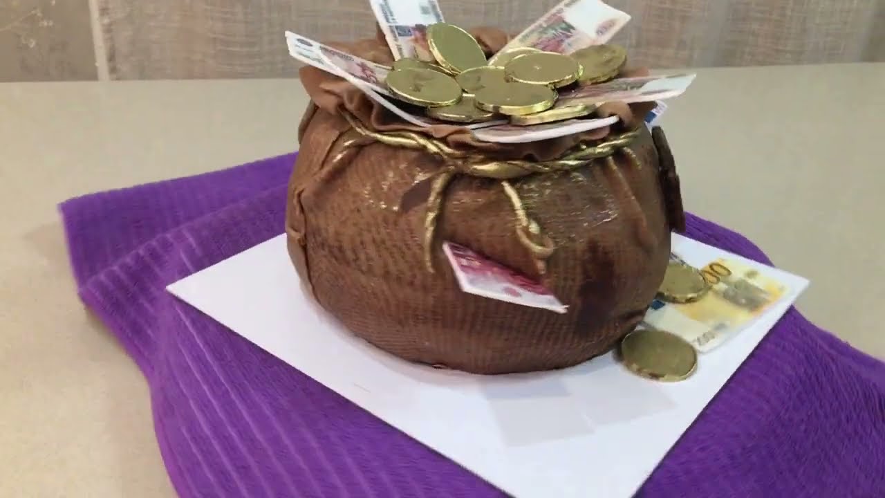 Торт мешочек с деньгами#Cake bag with money