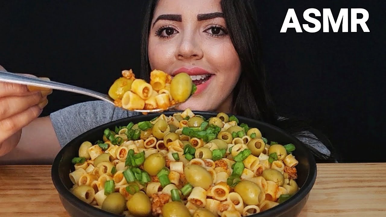 ASMR COMIDA - MACARRÃO COM CARNE MOÍDA (MUKBANG) SONS DE MASTIGAÇÃO
