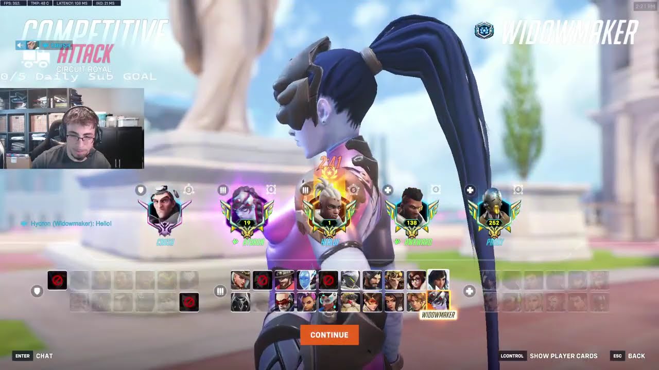 43 Elims! TOP 500 ! Hydron pro widow maker Gameplay Overwatch 2 Season 20