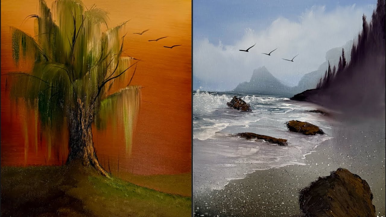 Willow Tree & The Oregon Coast w/ PaintWithJosh Brushes 