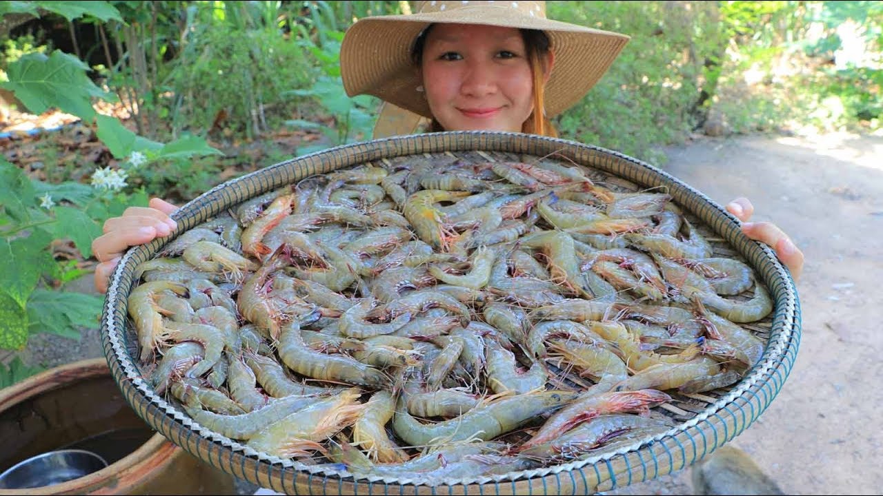 Yummy Shrimp Cooking Chinese Kale Recipe - Shimp Stir Fry Recipe - Cooking With Sros