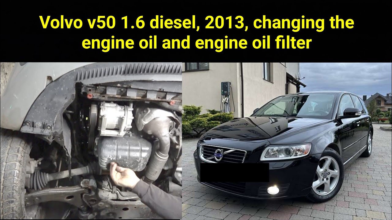 Volvo v50 1.6 diesel, 2012. Changing the engine oil and engine oil filter. Замена масла.