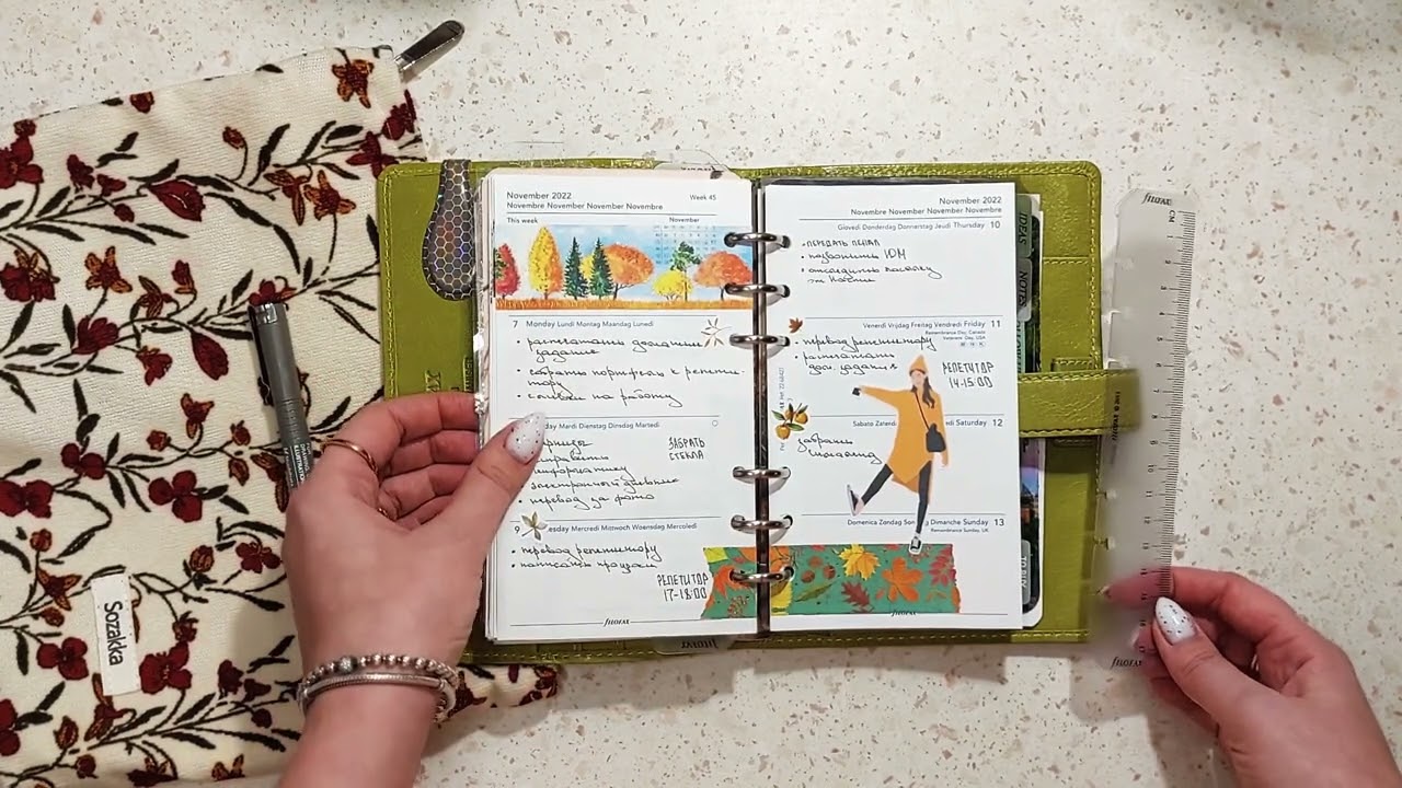 Небольшие изменения в планере. Оформленные развороты в filofax personal Malden 🍐