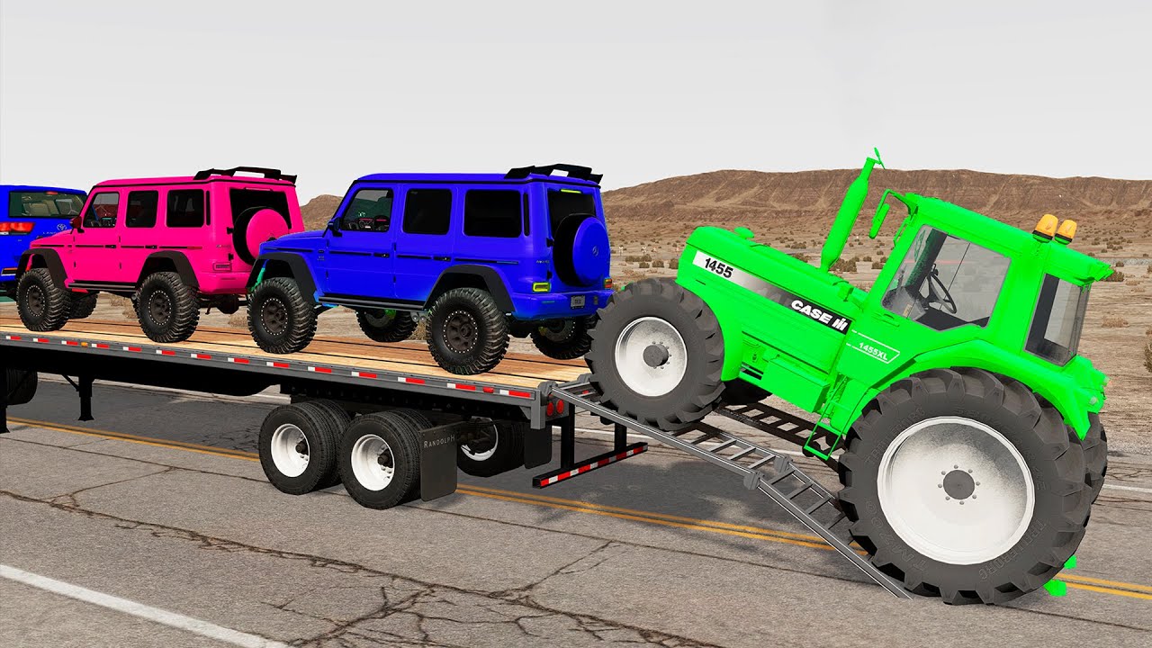 Flatbed Truck Mcqueen | Transportation with Truck - Pothole vs Car #296 - BeamNG.Drive