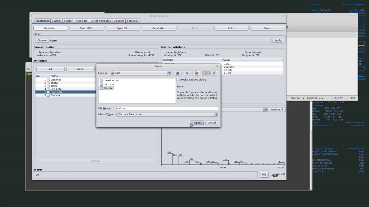 Intro Analysis of Emotiv Data with WEKA