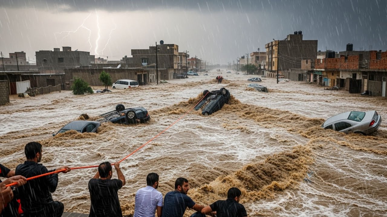 Tunisia is sinking turns into an ocean! Massive floods destroy homes and cars in Nabeul!
