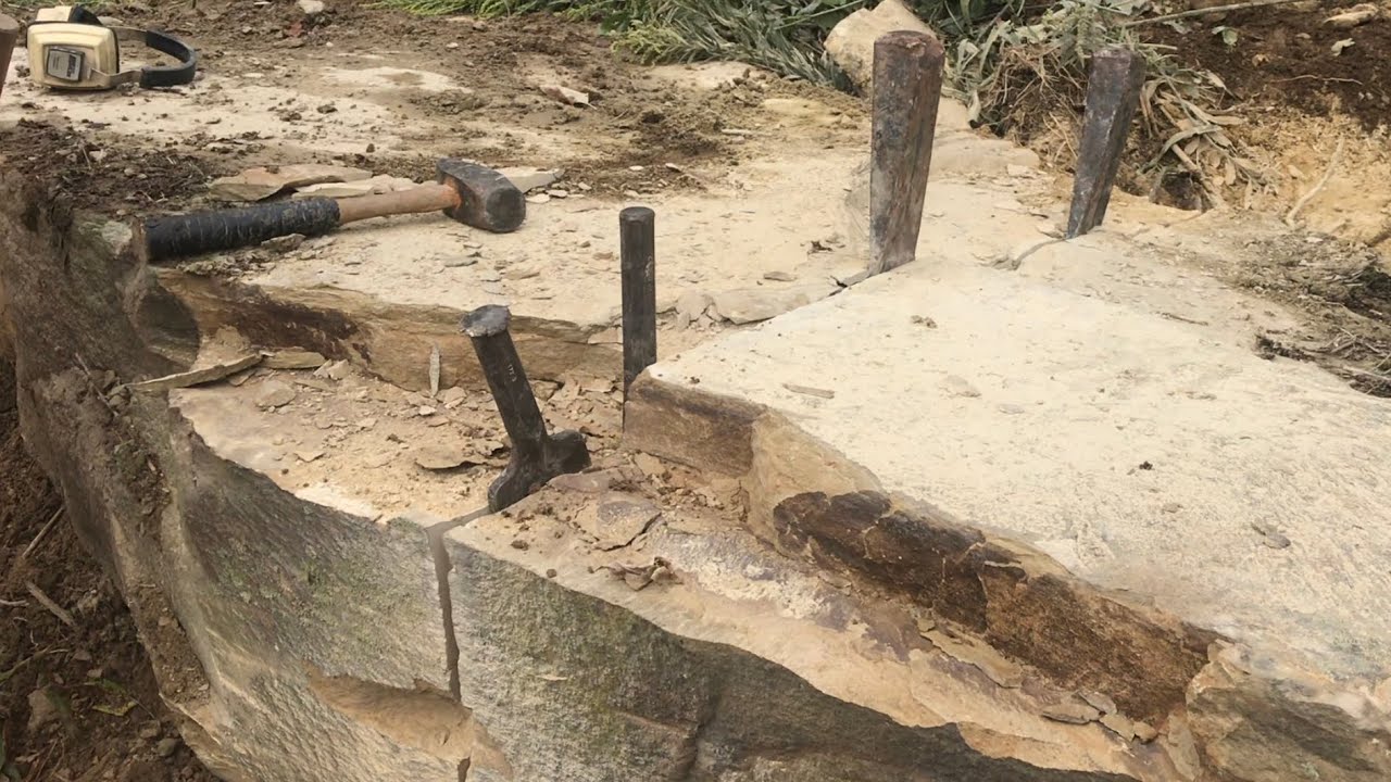 cutting HUGE rocks in half (step-by-step)