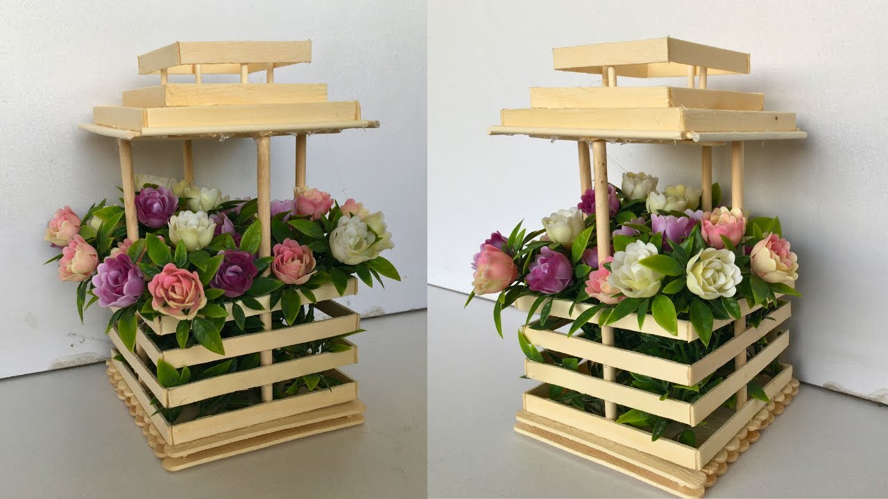 Popsicle Stick DIY: How to Make Beautiful Vases with Popsicle Sticks | DIY Crafts