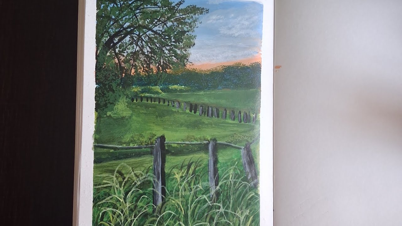 Relaxing painting with me🌸#easypanting #landscapedrawing #landscapeart #artandcraft #easypanting 