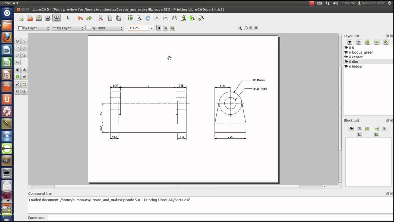 LIbreCad Tutorial 5 Printing a Drawing