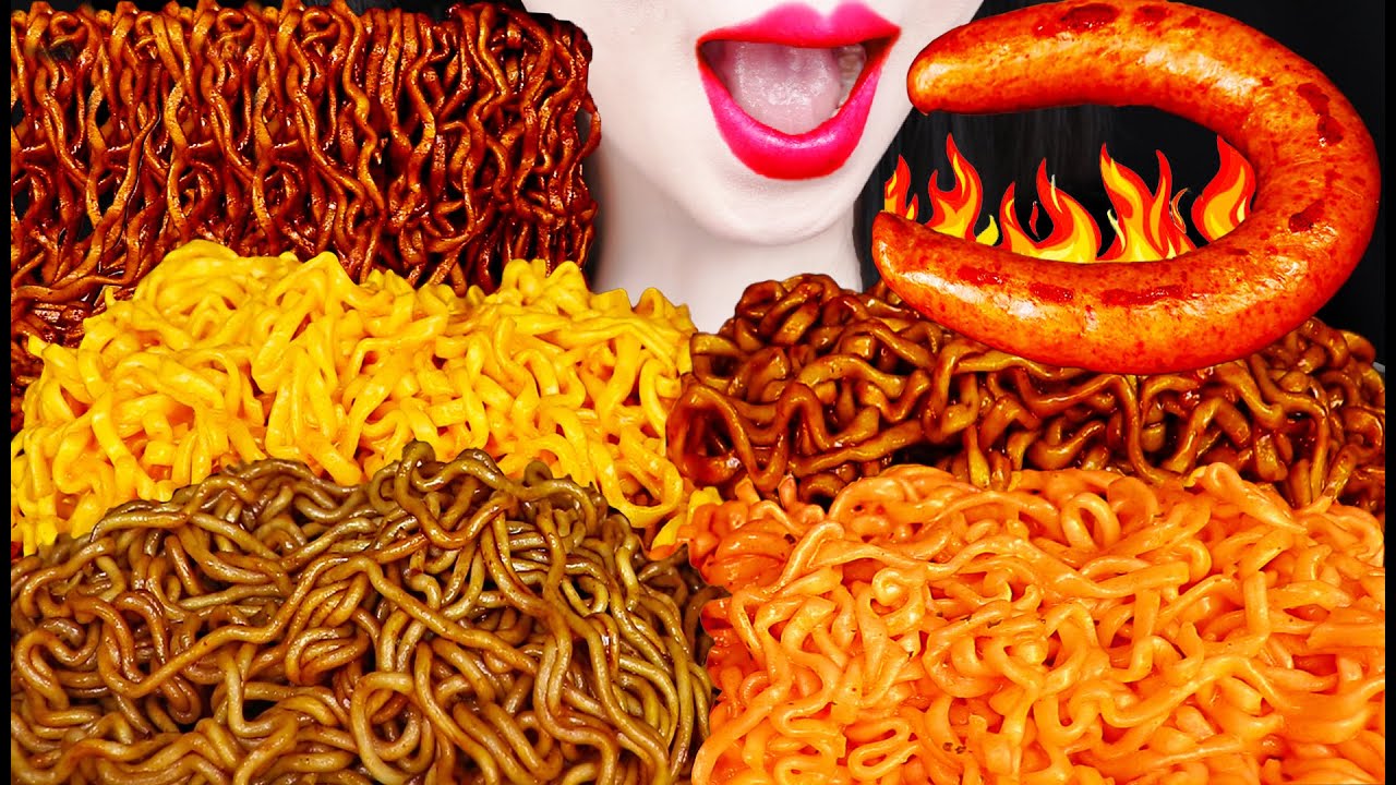 SPICY FIRE NOODLES CHALLENGE(BLACK BEAN,ROSE,CHEESE) 불닭볶음면 킬바사 ASMR MUKBANG 먹방