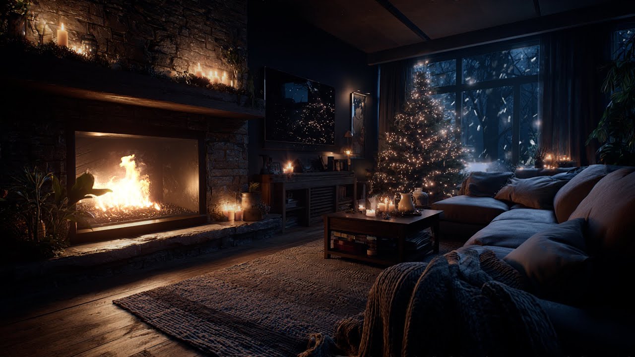 Gentle Winter Piano ❄️ Fireplace Ambience for Focused Study and Meditation