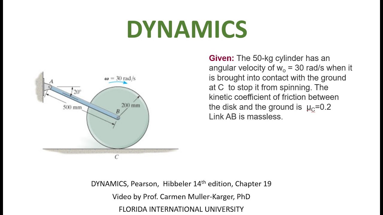 DYNAMICS, Example 19.4.6 Principle of linear angular momentum