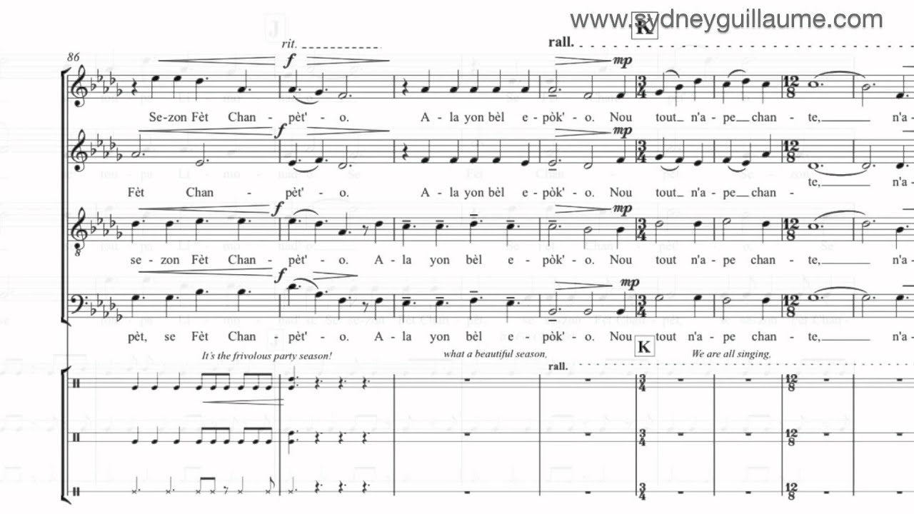 Fèt Chanpèt by Sydney Guillaume (USC Chamber Singers) {score video} - SATB Chorus