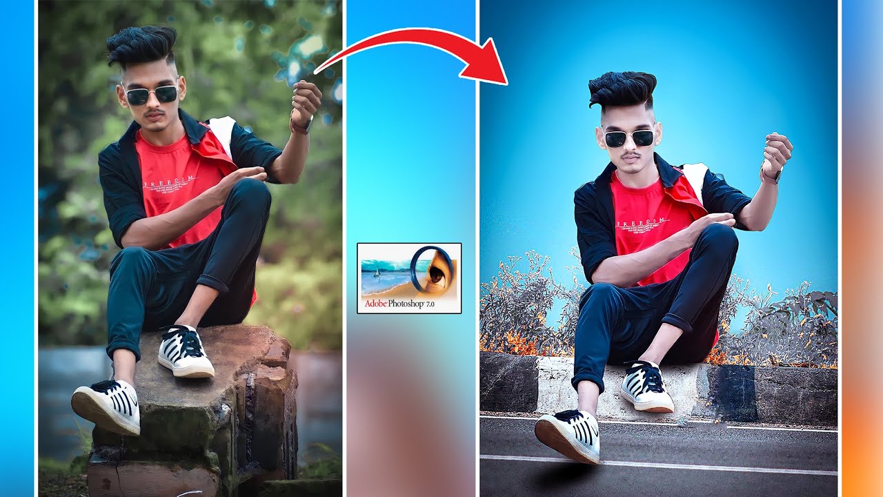 Photoshop 7.0 Photo Editing Tutorial  |  Road Pose Outdoor Photo editing in Photoshop 7.0