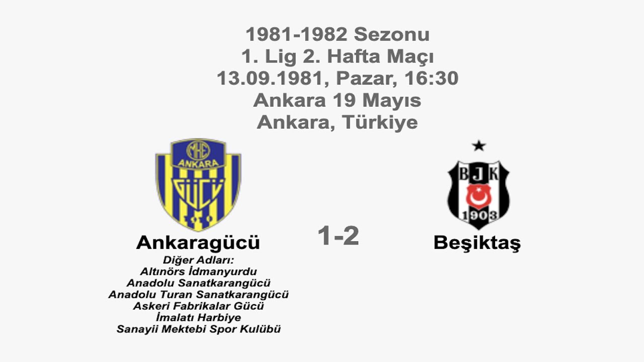 Ankaragücü 1-2 Beşiktaş 13.09.1981 - 1981-1982 Turkish 1st League Matchday 2