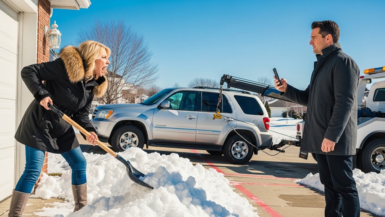 HOA Karen Blocked My Garage With Snow, Got Her Car Towed When She Parked In Fire Lane To Do It