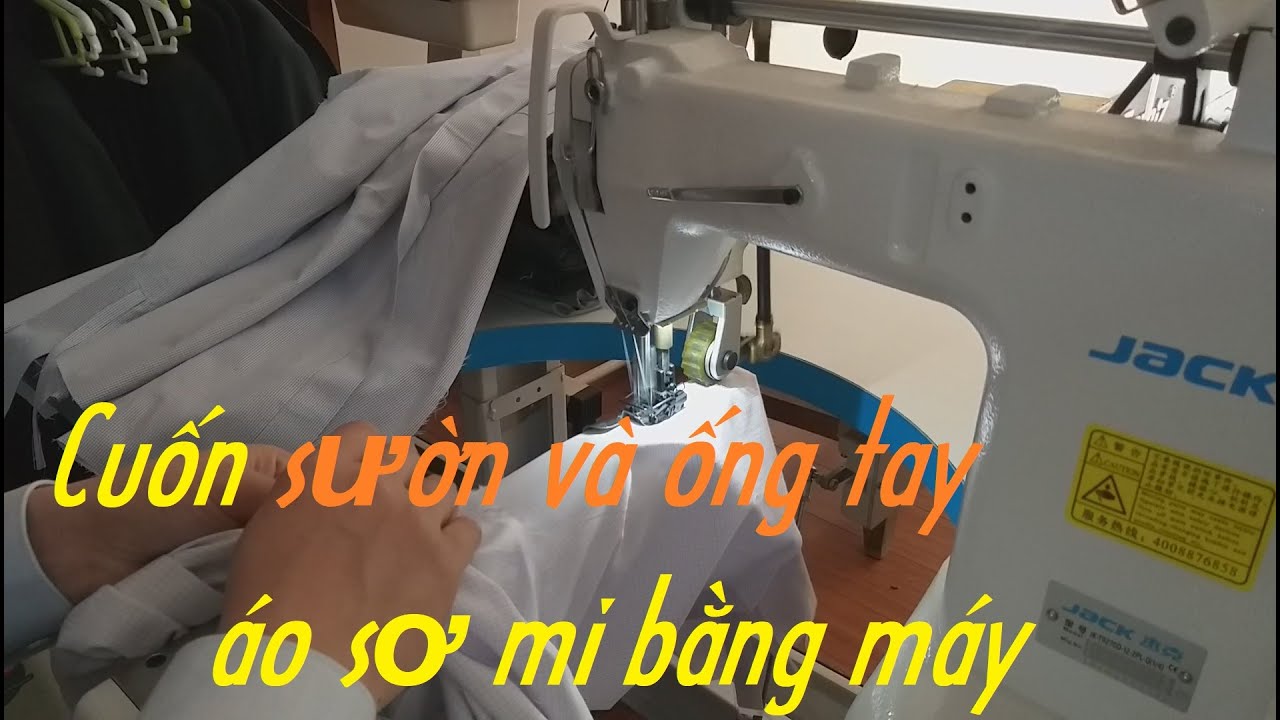cuốn sườn và ống tay áo sơ mi bằng máy //máy cuốn sườn và ống tay Jack JK-T9270D