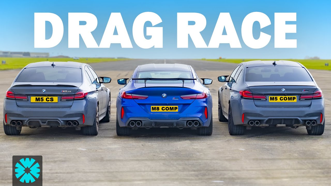 BMW M5 CS v M8 Comp v M5 Comp 1/4 MILE RACE