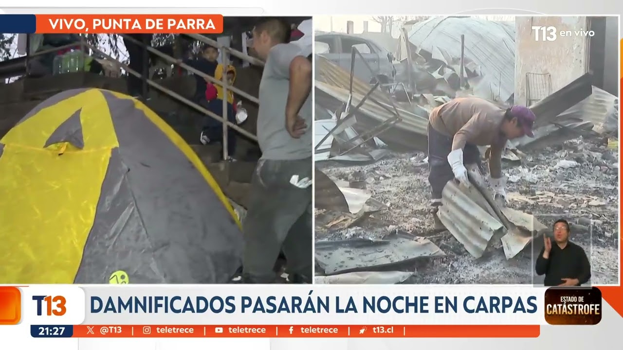 Damnificados pasarán la noche en carpas