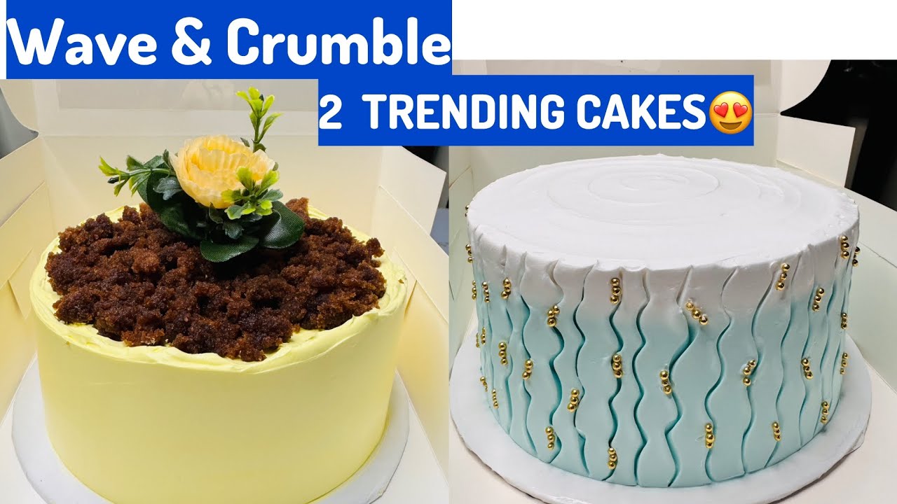 Crumble Cake | Wavy Cake Design | Trending Fresh Cream Design | Step by step 