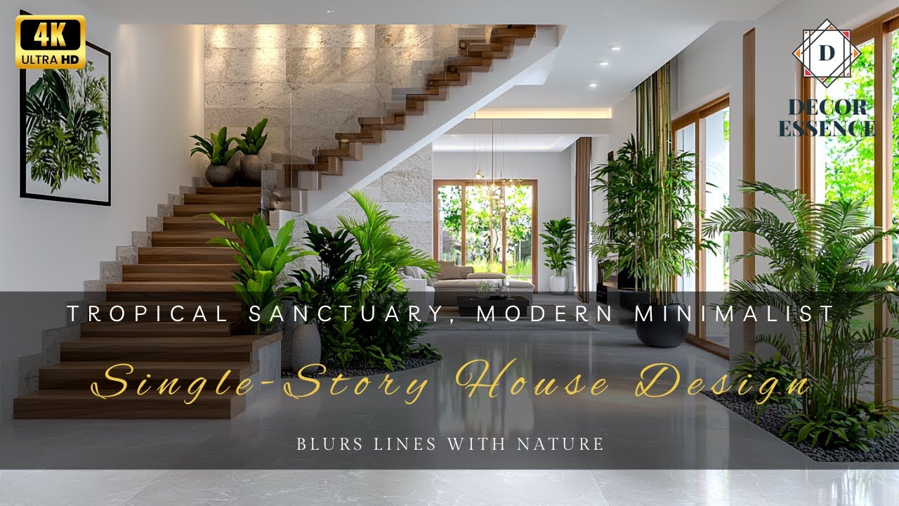 Tropical Sanctuary: Modern Minimalist Single-Story House Design Blurring Boundaries with Nature