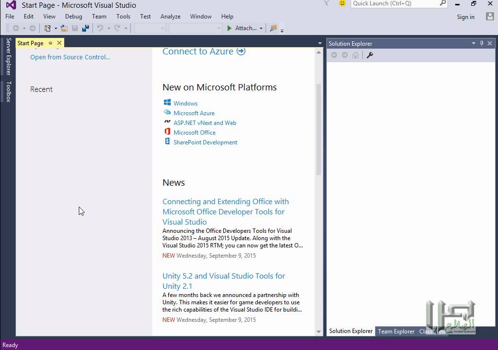 002 تشغيل البرنامج لأول مرة والتعرف على الواجهة (Visual Studio 2015, Visual Basic, Visual C Sharp)