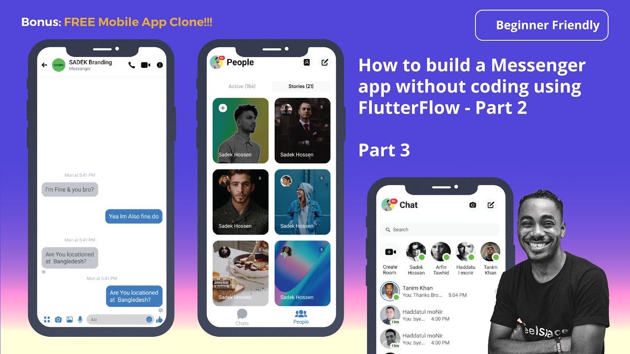 Как создать приложение Messenger без написания кода с помощью FlutterFlow — Часть 3