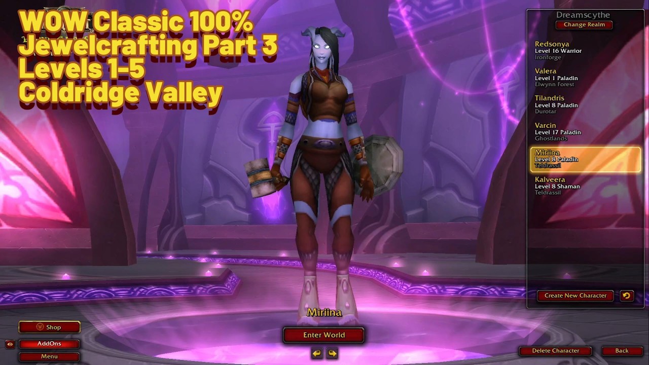 WoW Classic 100% Run – Jewelcrafting Part 3 Levels 1–5 Quests | Coldridge Valley