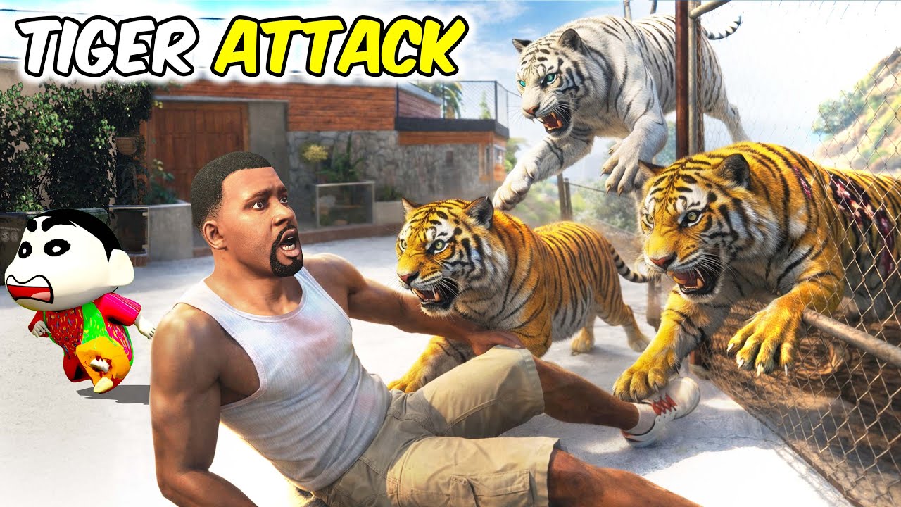 Franklin and Shinchan ATTACKED By TIGERS in GTA 5
