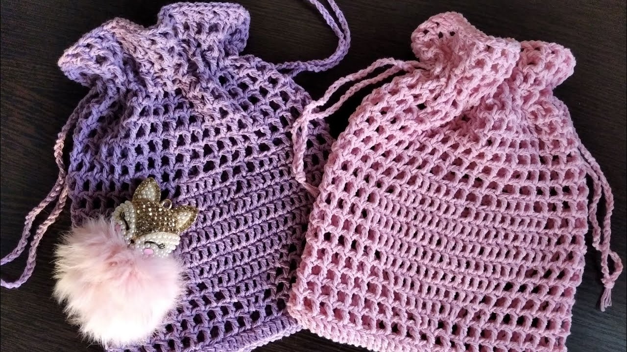 Остатки пряжи - не беда, МЕШОЧЕК свяжем мы всегда!  / Crocheted pouch