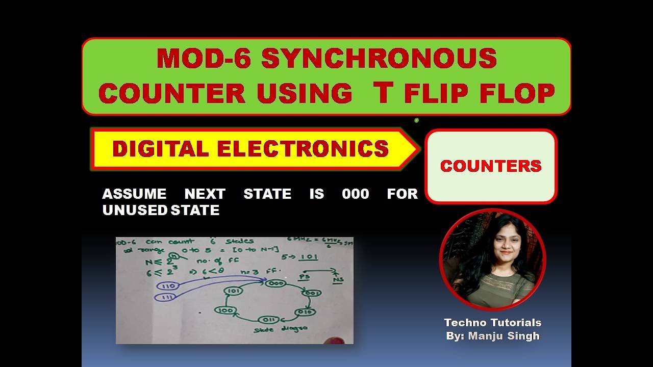 MOD 6 Synchronous Counter Using T Flip Flop | MOD 6 Counter | Counter Using T Flip Flop