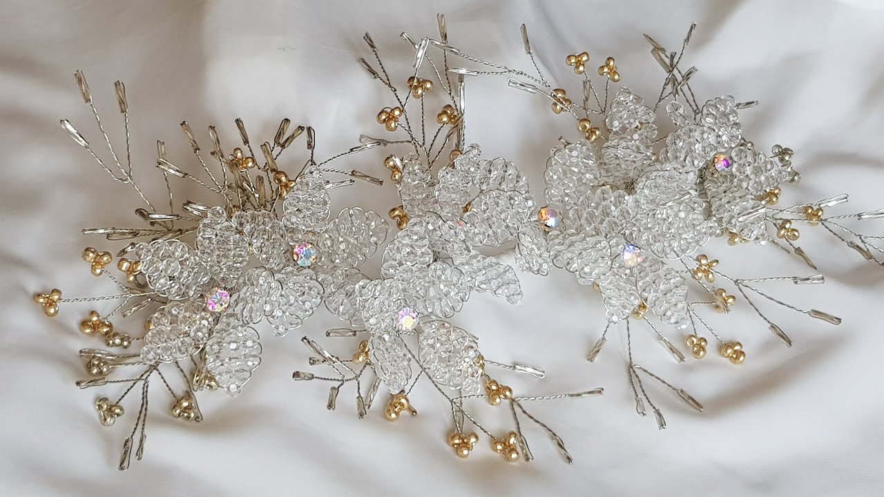 Kristal Boncuklarla Gelin Tacı Yapımı - DIY Beaded Bridal Hair Vine