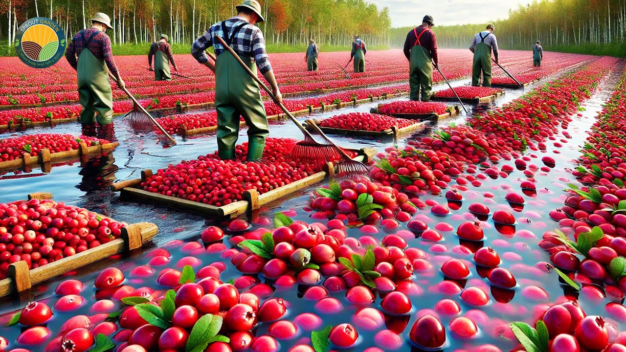 How US Farmers Harvest 791 Million Pounds of Cranberries: Processing Factory | Farming Documentary