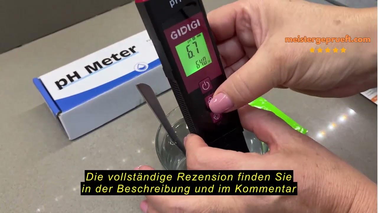 Produktbewertung GIDIGI Digitales pH Messgerät für Wasser mit LED, pH-Tester mit Farb-LED-Bildschirm