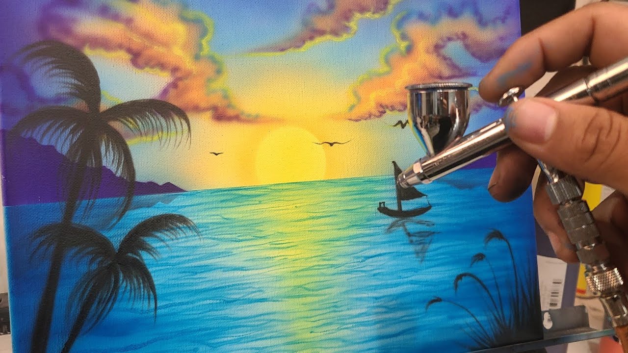 How to Airbrush Ocean Sunset