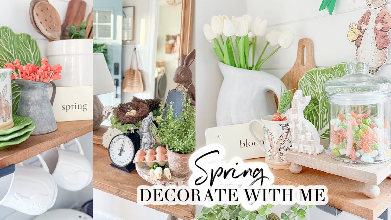 🐇🥬SPRING DECORATE WITH ME // PART 2 // SPRING KITCHEN AND COFFEE BAR // CHARLOTTE GROVE FARMHOUSE